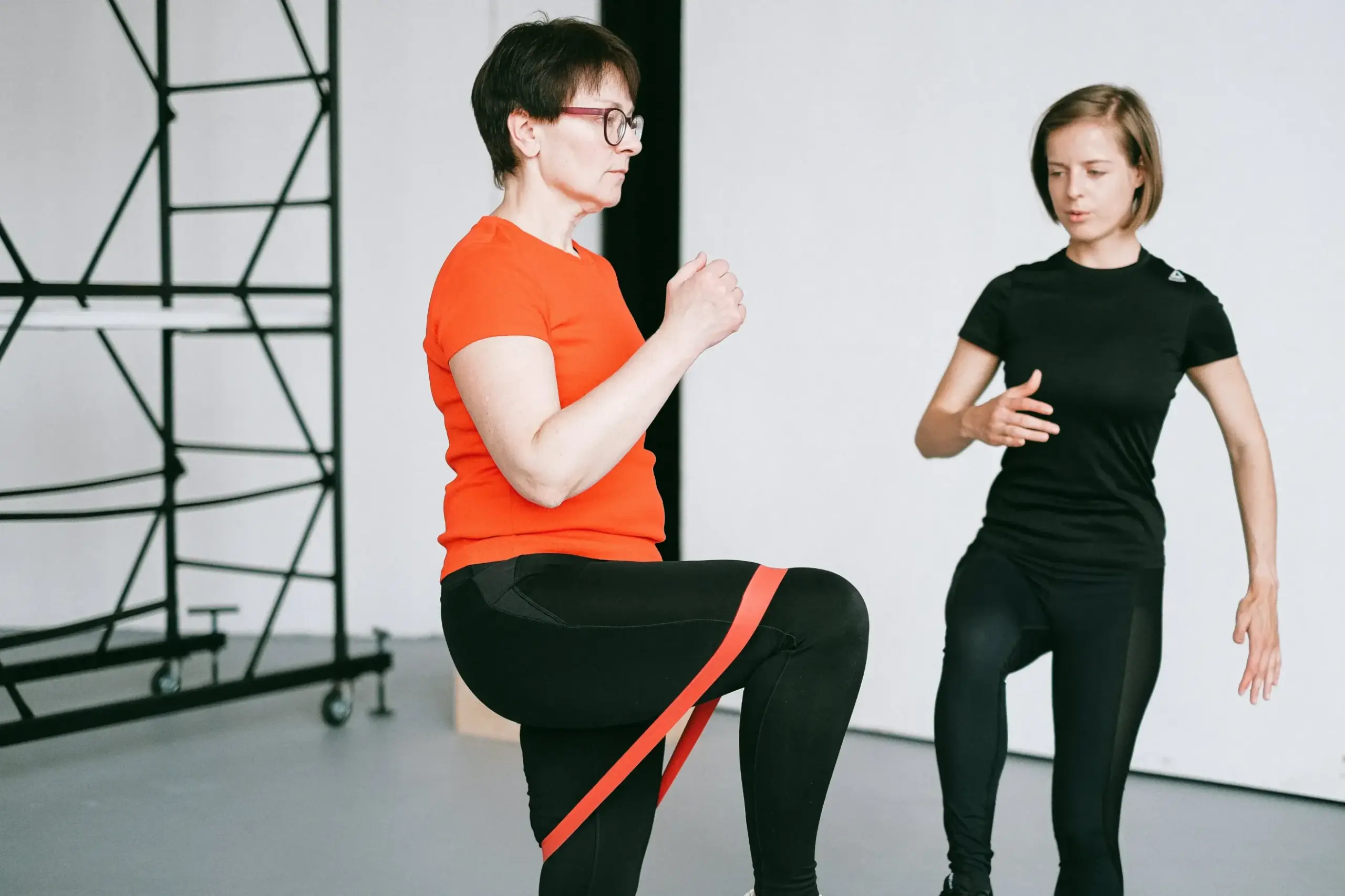 A patient doing exercises in physical therapy.