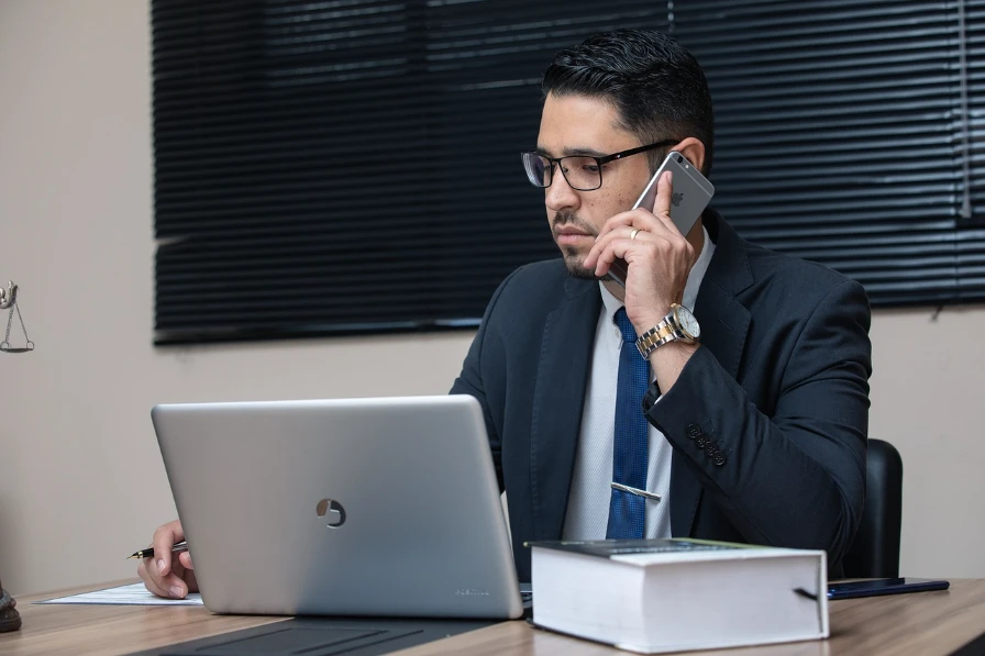 Lawyer working on the phone. 