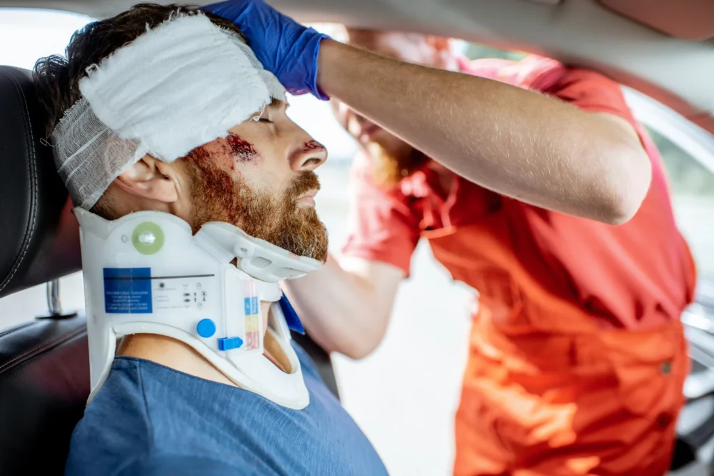 A man with a brain injury in a car accident.